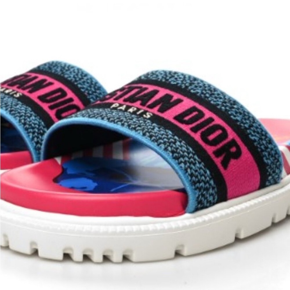 Dior Dway Pink and Blue Slide Sandals
